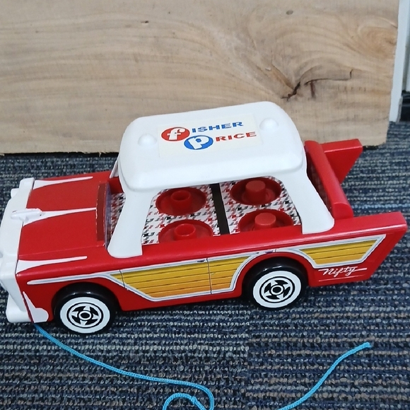 Fisher-Price Red and White Pull Toy Car - Picture 4 of 6
